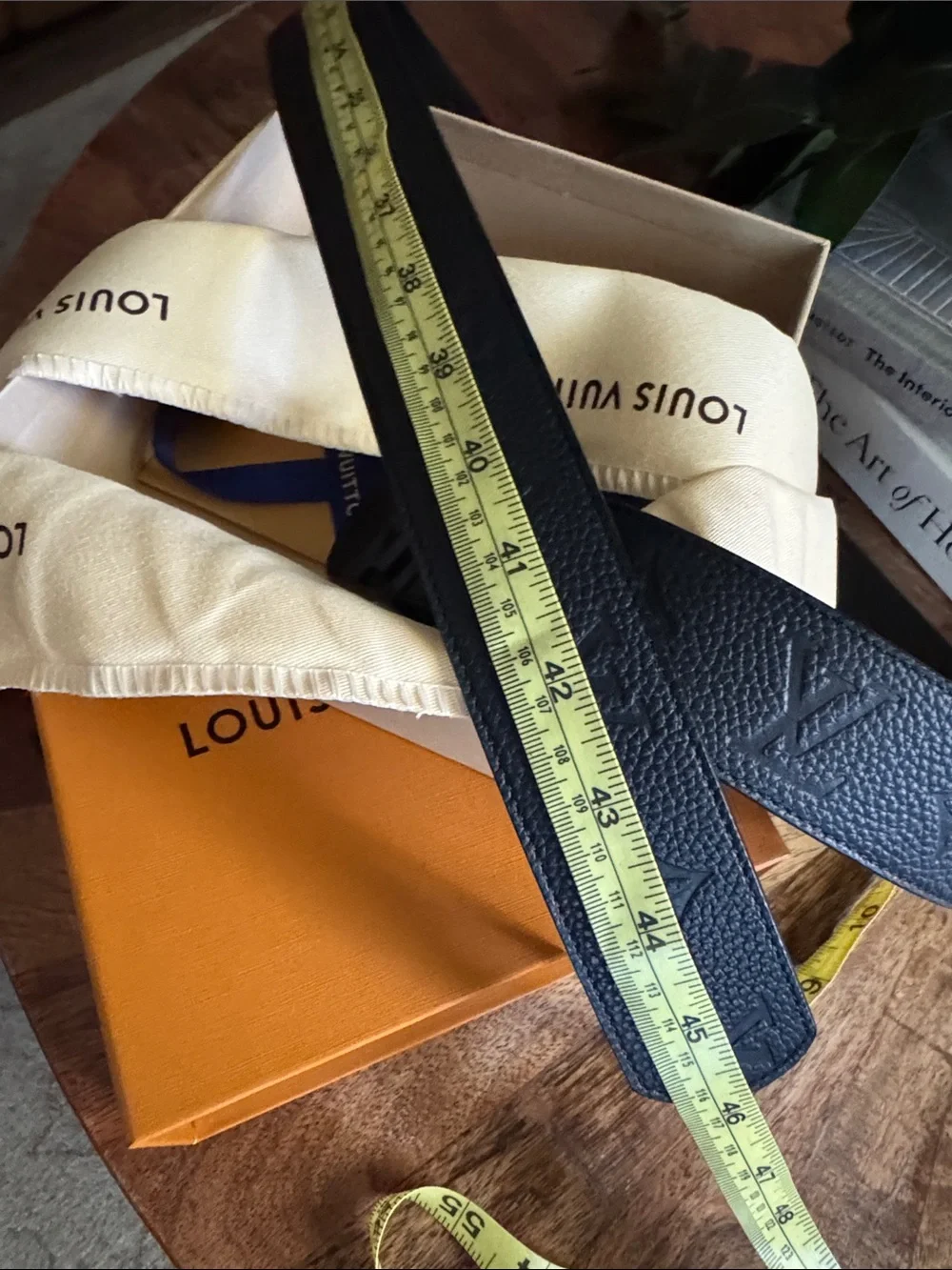 Louis Vuitton Men’s Black Textured Leather LV Buckle Belt
